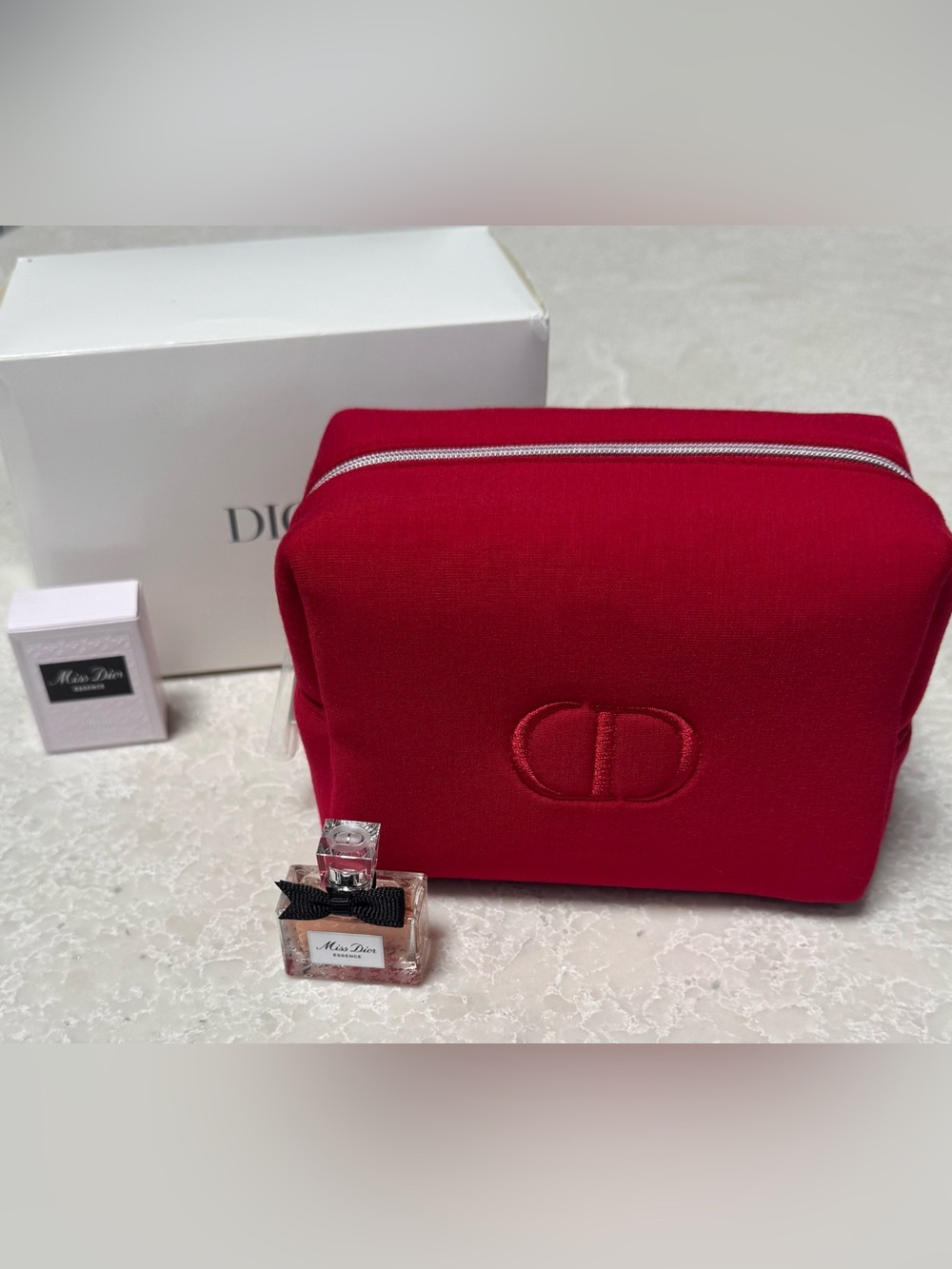 Dior Makeup Bag Pouch & Miss Dior Essence Perfume 5ml